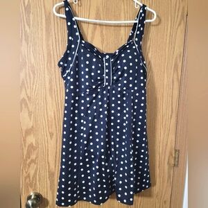 NWT Women's Plus Size 18 Swimsuits For All Black White Polka Dot Swim Dress